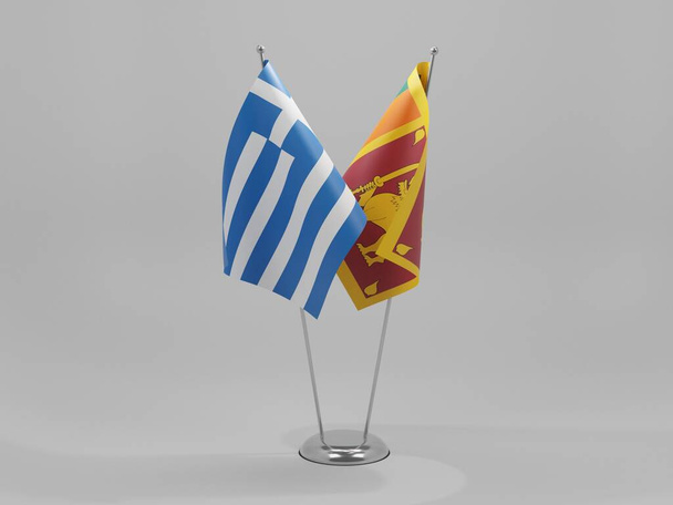 Sri Lanka - Greece Cooperation Flags, White Background - 3D Render - Photo, Image