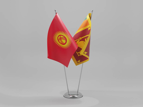 Srí Lanka - Kyrgyzstán Vlajky spolupráce, Bílé Pozadí - 3D Render - Fotografie, Obrázek
