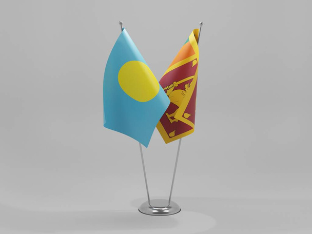 Srí Lanka - vlajky spolupráce Palau, bílé pozadí - 3D vykreslování - Fotografie, Obrázek