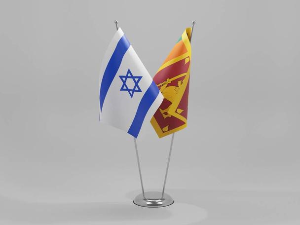 Σρι Λάνκα - Σημαίες Συνεργασίας Ισραήλ, Λευκό Φόντο - 3D Render - Φωτογραφία, εικόνα