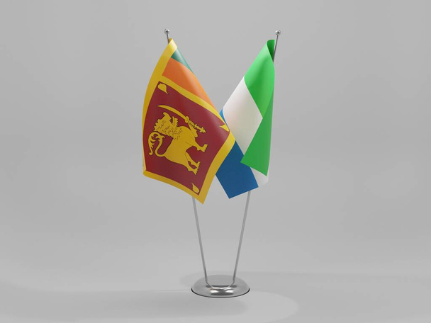 Sierra Leone - Sri Lanka Cooperation Flags, White Background - 3D Render - Photo, Image