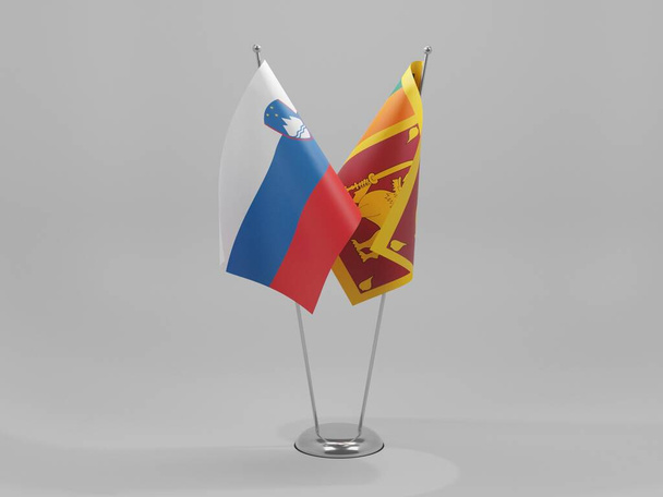 Srí Lanka - Slovinsko Spolupráce vlajky, bílé pozadí - 3D vykreslování - Fotografie, Obrázek