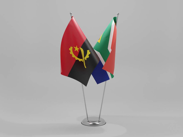 Südafrika - Angola Kooperationsfahnen, weißer Hintergrund - 3D Render - Foto, Bild