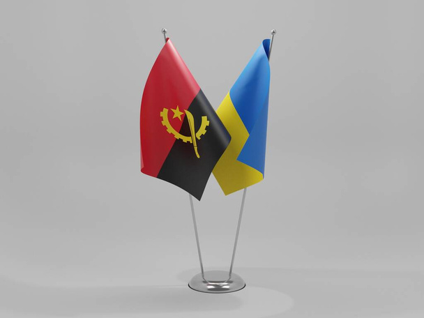 Ucraina - Angola Bandiere di cooperazione, sfondo bianco - Render 3D - Foto, immagini