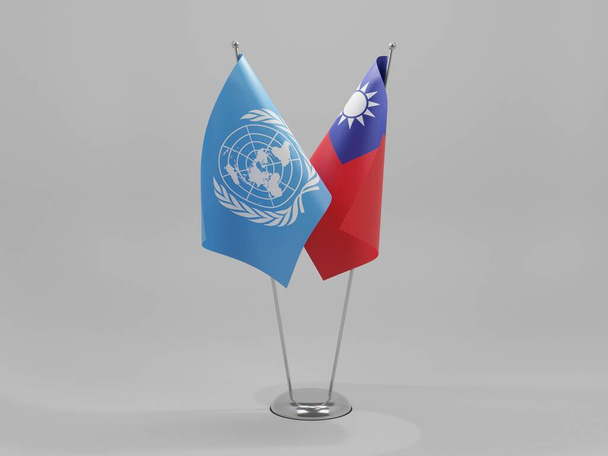 Tchaj-wan - Spojené národy vlajky spolupráce, bílé pozadí - 3D Render - Fotografie, Obrázek