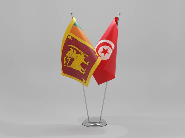Tunísia - Bandeiras de cooperação do Sri Lanka, fundo branco - 3D Render - Foto, Imagem