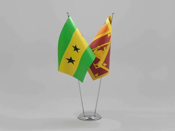 Srí Lanka - Sao Tomé és Príncipe együttműködési zászlók, fehér háttér - 3D Render - Fotó, kép