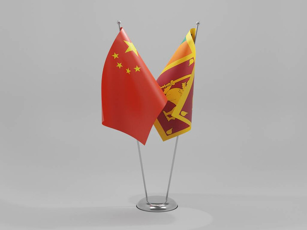 Sri Lanka - Bandeiras de cooperação da China, fundo branco - 3D Render - Foto, Imagem