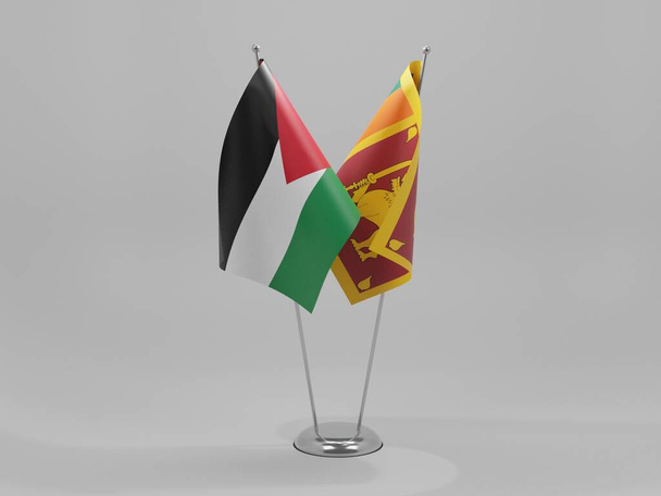 Sri Lanka - Jordanië - Samenwerking vlaggen, witte achtergrond - 3D Render - Foto, afbeelding
