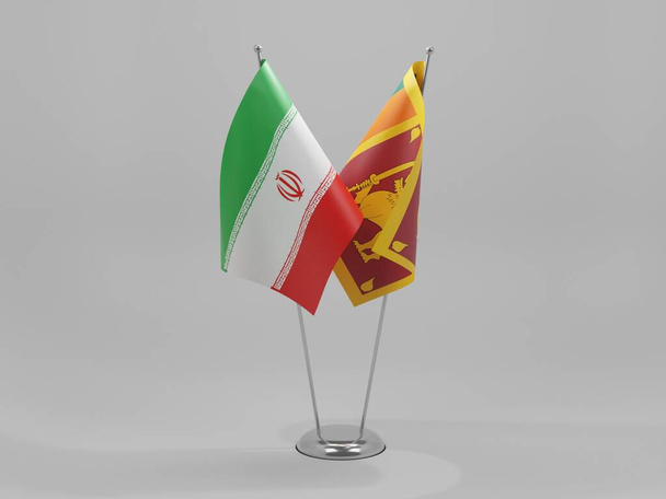 Sri Lanka - Bandeiras de cooperação Irã, fundo branco - 3D Render - Foto, Imagem