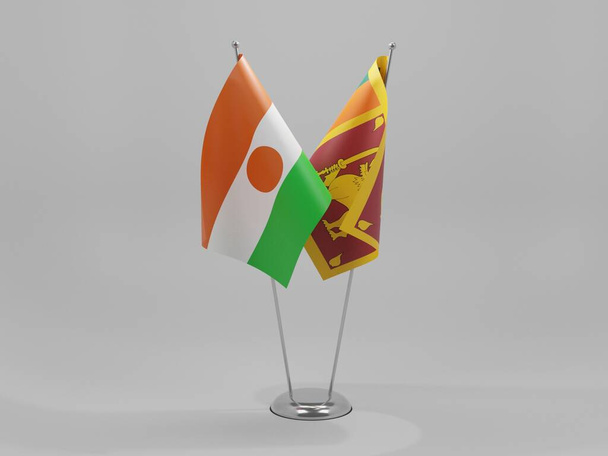 Srí Lanka - Nigerské vlajky spolupráce, bílé pozadí - 3D vykreslování - Fotografie, Obrázek