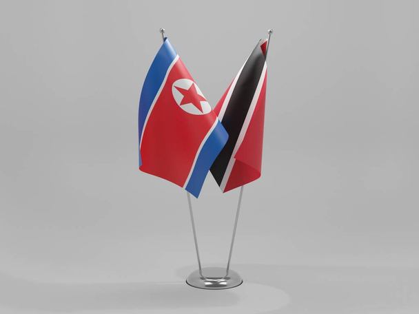Trinidad and Tobago - North Korea Cooperation Flags, White Background - 3D Render - Фото, зображення