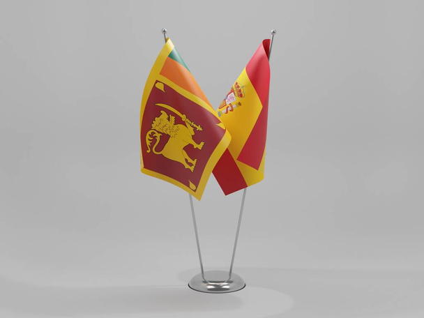 Espanha - Bandeiras de cooperação do Sri Lanka, fundo branco - 3D Render - Foto, Imagem