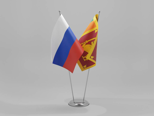 Sri Lanka - Russia Cooperation Flags, White Background - 3D Render - Photo, Image