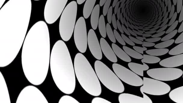Einfacher tiefer dunkler Tunnel aus 2d-Kreisen gebogen - Filmmaterial, Video