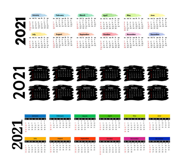 Ημερολόγιο για το 2021 απομονωμένο σε λευκό φόντο - Διάνυσμα, εικόνα