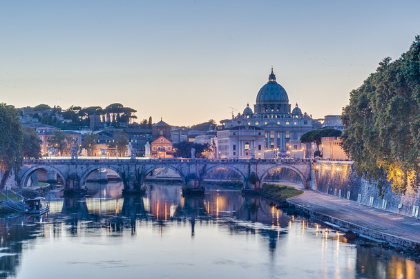 Ponte Sant'Angelo (Bridge of Hadrian) in Rome, Italy, - Photo, Image