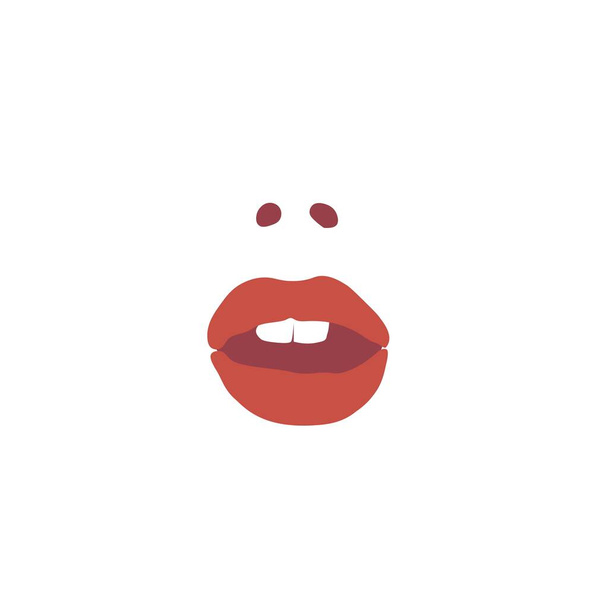 鼻孔、緋色の唇、白い背景に隔離された白い歯を持つ女性の口のアイコン。女性のアバターアイコンと実際の物語の装飾のための情熱と欲望の感情. - ベクター画像