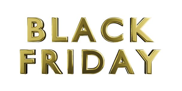Black friday sale golden lettering on white background isolate, 3d render - Photo, Image
