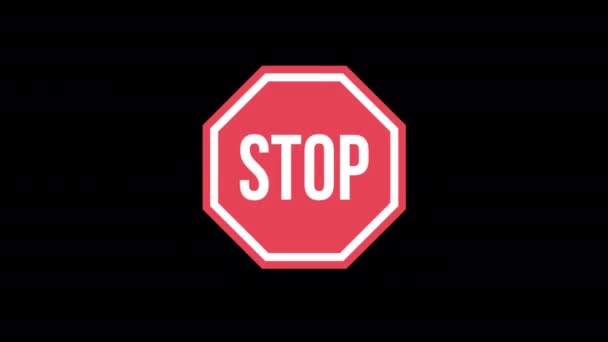 stop sign animatie motion grafische video met Alpha Channel, transparante achtergrond - Video