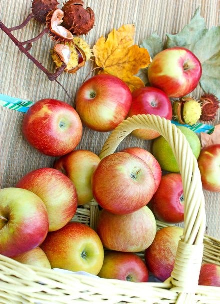 Orgaaniset omenat pajukorissa
 - Valokuva, kuva