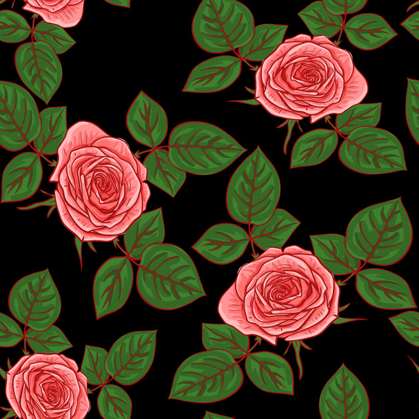Seamless pattern with roses - Vetor, Imagem