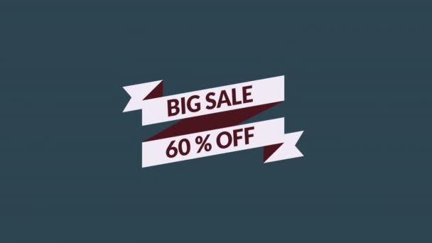 big sale 60% off motion graphic video with alpha channel transparent background. sale promotion, advertising, marketing, website. Royalty-free Stock 4K Footage. - Footage, Video