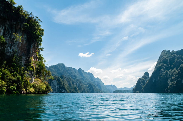 A magical view of the limestone cliffs in Cheow Lan Lake - Photo, Image