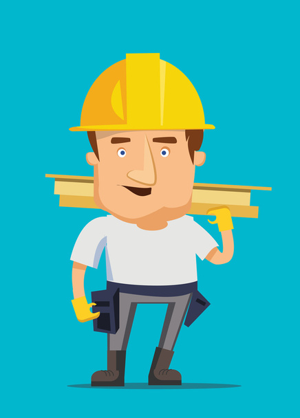 güçlü inşaat işçisi golding ve inşaat demir çubuk Emlak vektör çizim üzerinde - Vektör, Görsel