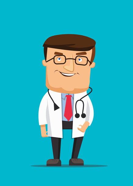 Профессиональная чистая иллюстрация врача носить стетоскоп и помощь в клинике
 - Вектор,изображение