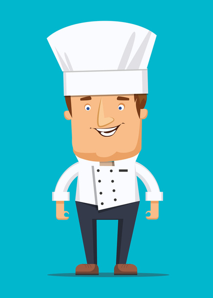 Chefkoch kocht in Küche Luxusrestaurant in Uniform Illustration - Vektor, Bild