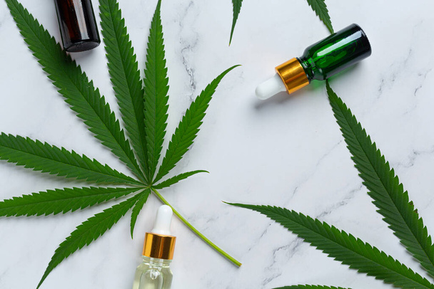 Hemp oil from hemp seeds and leaves Medical marijuana. - Fotó, kép