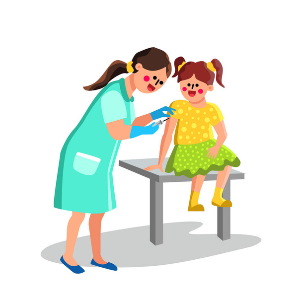 Вакцинация с помощью инъекций для девочек - Вектор,изображение