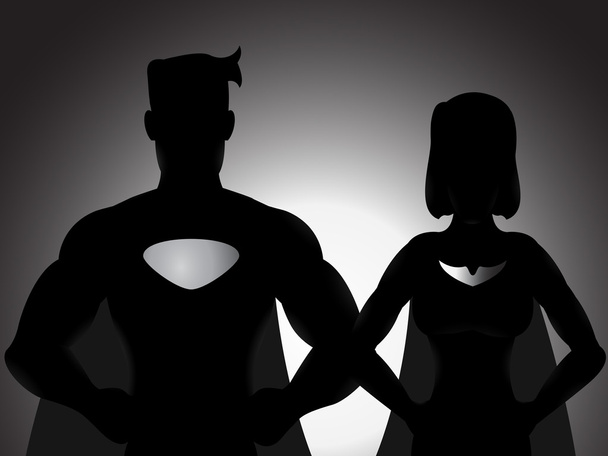paar held silhouet - Vector, afbeelding