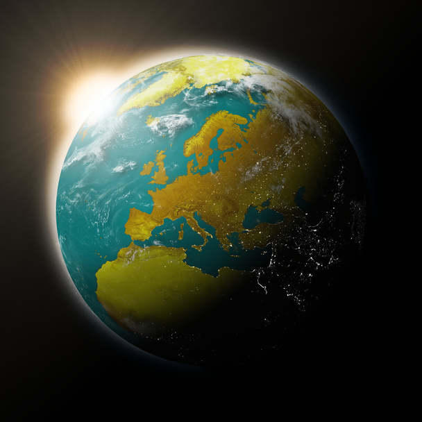 Sol sobre Europa en el planeta Tierra
 - Foto, Imagen