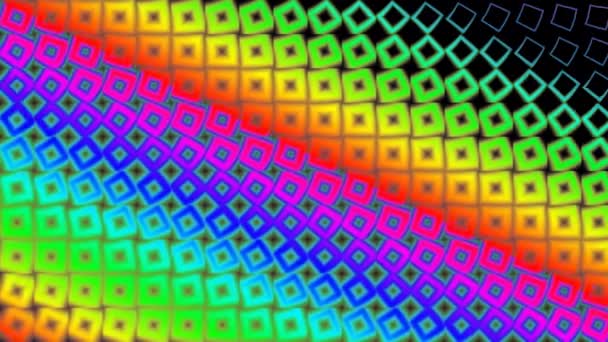 Red de cuadrados giratorios individuales en todo el color del arco iris - Imágenes, Vídeo