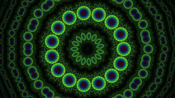 Caleidescopico cerchi floreale anni '60 modello di anelli di teste di fiori petali - Filmati, video