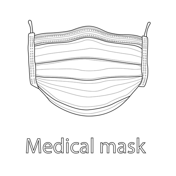 Медицинская маска и пандемическая защита. Черно-белая иллюстрация в стиле набросков. - Вектор,изображение