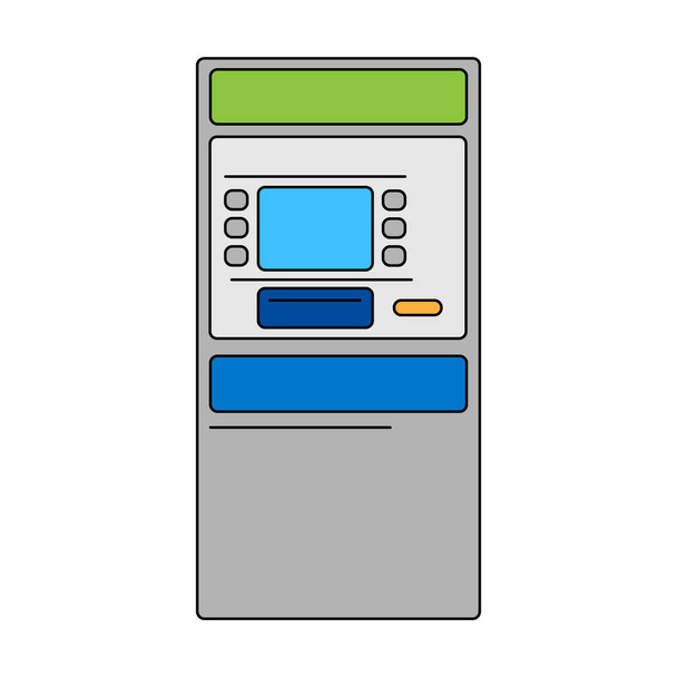 Vector lijn art cash machine - vector lineart illustratie op witte achtergrond - Vector, afbeelding