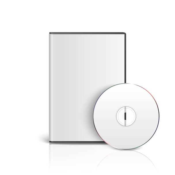 Vektori 3d Realistinen CD, DVD kansilaatikko Set Closeup Eristetty valkoisella taustalla heijastus. Suunnittelumalli. CD Pakkaus Kopioi tilaa. Etunäkymä - Vektori, kuva