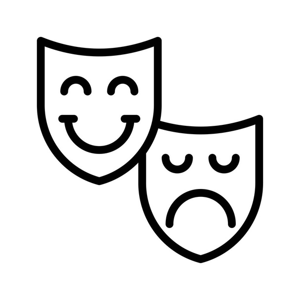 masque visage lié à la parade avec sourire et vecteur de style triste dans le style linéaire - Vecteur, image