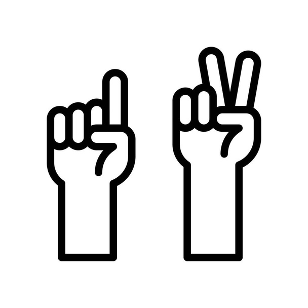 protest related hands up with one and two finger up vector in lineal style - Vector, Image