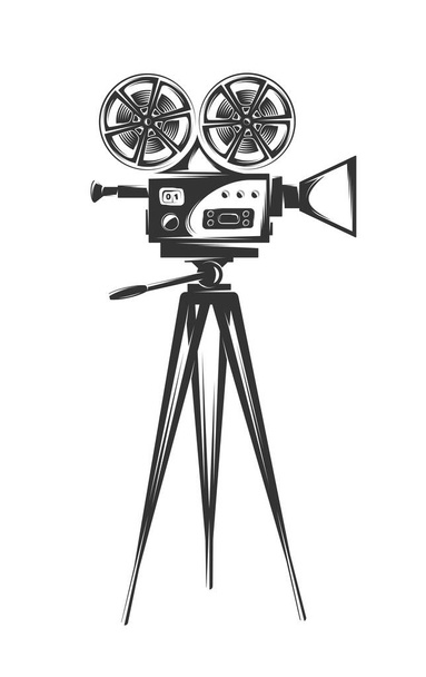 Telecamera cinematografica isolata su sfondo bianco. Elementi di design. Illustrazione vettoriale - Vettoriali, immagini