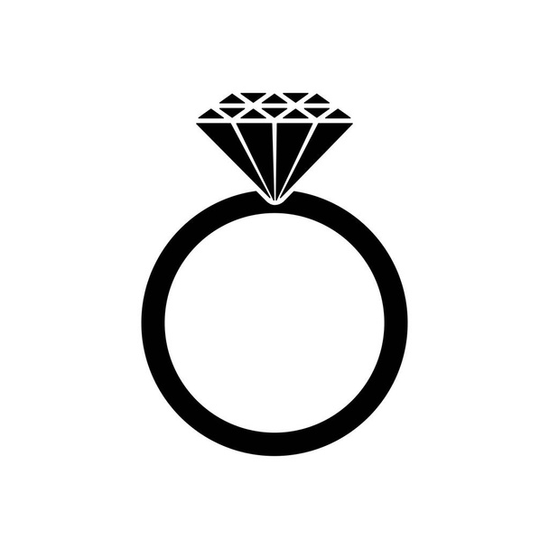 婚約指輪または結婚指輪のアイコンベクトルのためのダイヤモンドリング - ベクター画像
