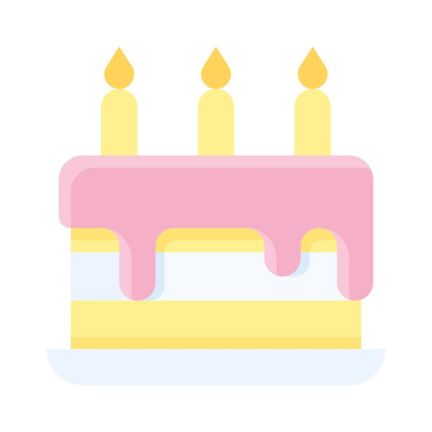 ベビーシャワー関連の新生児お祝いケーキキャンドルとプレートベクトルをフラットスタイルで - ベクター画像