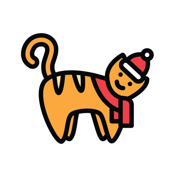 Weihnachten, verwandte Katzen mit Hüten und Schals Avatare, mit editierbaren Strichen, - Vektor, Bild