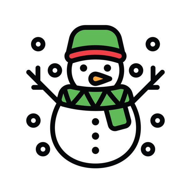 Kerst, aanverwante sneeuwpoppen, met mutsen en sjaals avatars, met bewerkbare slagen, - Vector, afbeelding