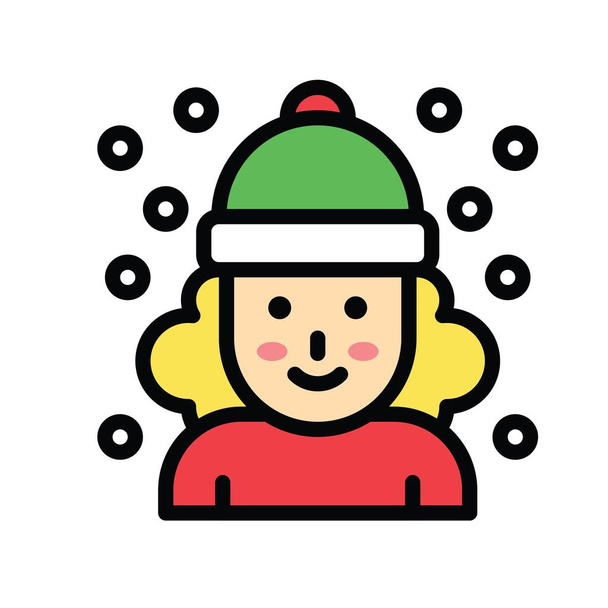 Χριστούγεννα, συναφή κορίτσια αλεξίπτωτα, με καπέλα avatars, με επεξεργάσιμο εγκεφαλικά επεισόδια, - Διάνυσμα, εικόνα