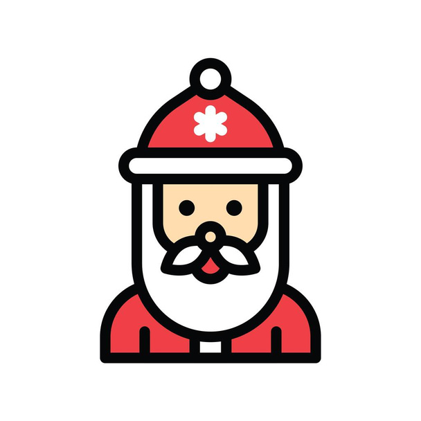 Boże Narodzenie, Święty Mikołaj, klauzule z płatkami śniegu na awatarach kapeluszy, z edytowalnymi pociągnięciami, - Wektor, obraz