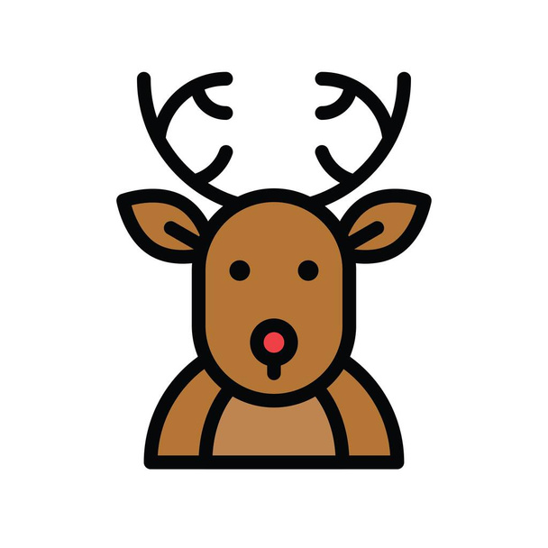 Navidad, cutes relacionados, avatares de renos, con trazos editables, - Vector, imagen